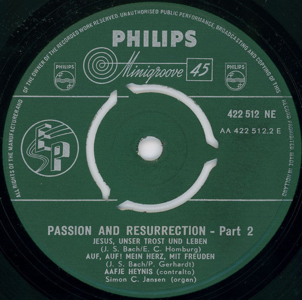 Aafje Heynis : Passion And Resurrection (7", EP)
