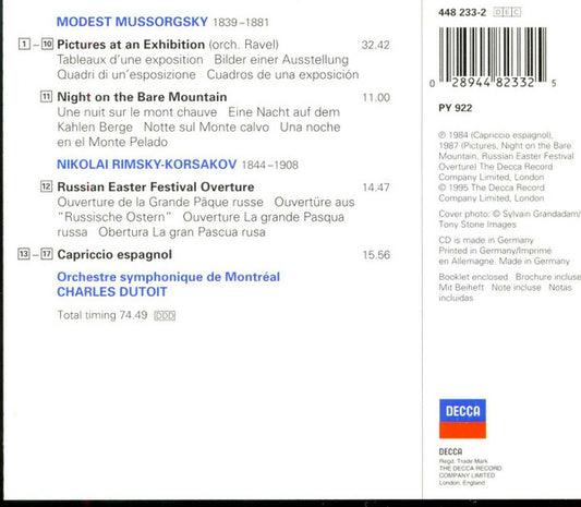 Modest Mussorgsky, Nikolai Rimsky-Korsakov, Charles Dutoit, Orchestre Symphonique De Montréal : Pictures At An Exhibition (CD, Album, Comp)