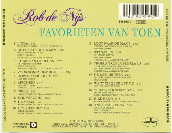 Rob de Nijs : Favorieten Van Toen (CD, Comp)