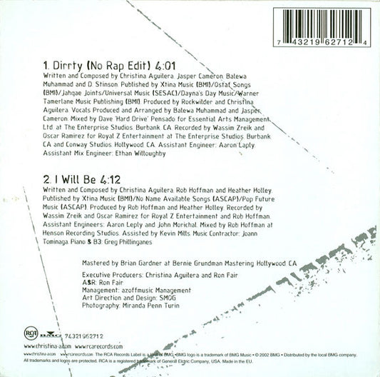Christina Aguilera Featuring Redman : Dirrty (CD, Single, Car)