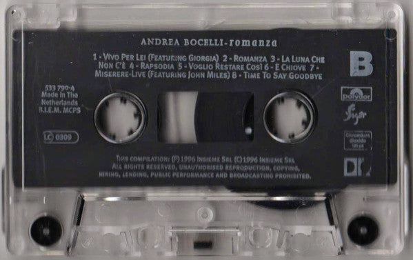 Andrea Bocelli : Romanza (Cass, Album, Comp, RE)