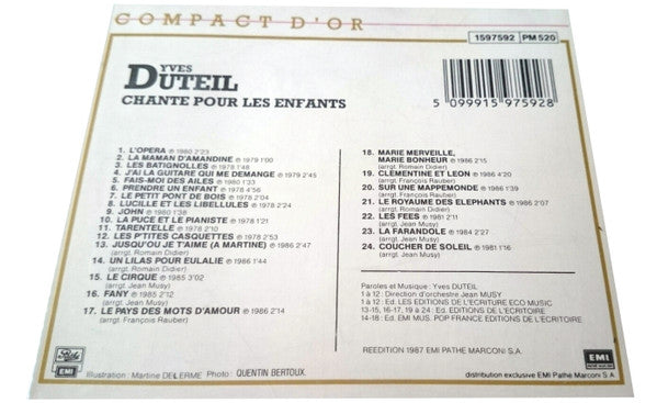 Yves Duteil : Chante Pour Les Enfants Vol. 1 Et Vol. 2 (CD, Comp)