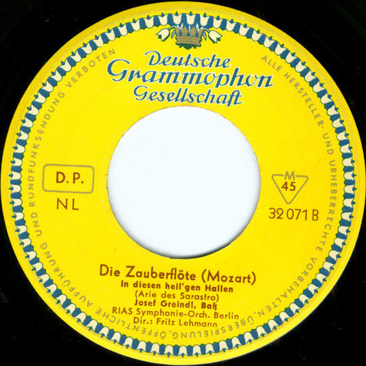 Wolfgang Amadeus Mozart - Josef Greindl : Die Zauberflöte (7", Mono)