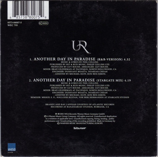 Brandy (2) And Ray J : Another Day In Paradise (CD, Single)