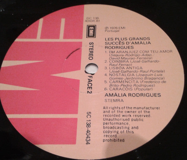Amália Rodrigues : Les Plus Grands Succes De Amália Rodrigues (2xLP, Comp, Gat)