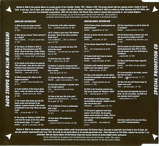 Def Dames Dope : Interview With Def Dames Dope (CD, Maxi, Ltd, Promo)