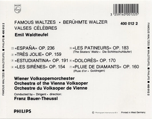 Emil Waldteufel, Wiener Volksopernorchester, Franz Bauer-Theussl : Famous Waltzes (CD, Album, blu)