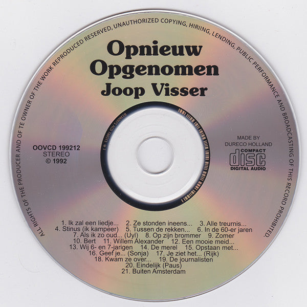 Joop Visser (2) : Opnieuw Opgenomen (CD, Album)