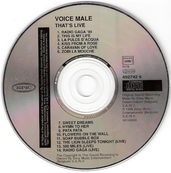 Voice Male : The Album - That's Live (CD, Album)