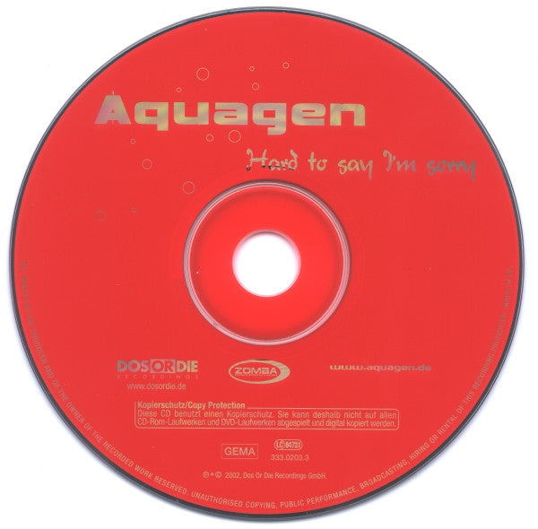 Aquagen : Hard To Say I'm Sorry (CD, Maxi, Copy Prot.)