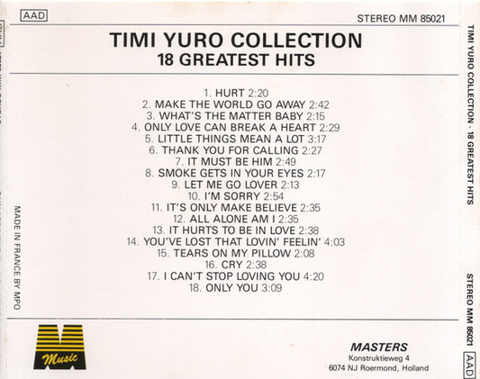 Timi Yuro : Collection - 18 Greatest Hits (CD, Comp)