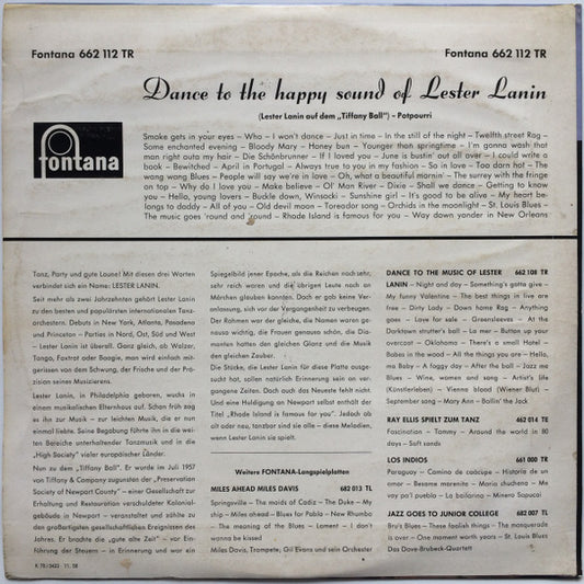 Lester Lanin And His Orchestra : Dance To The Happy Sound Of Lester Lanin (10", Mono)