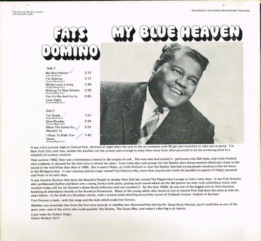 Fats Domino : My Blue Heaven (LP, Album, RE)