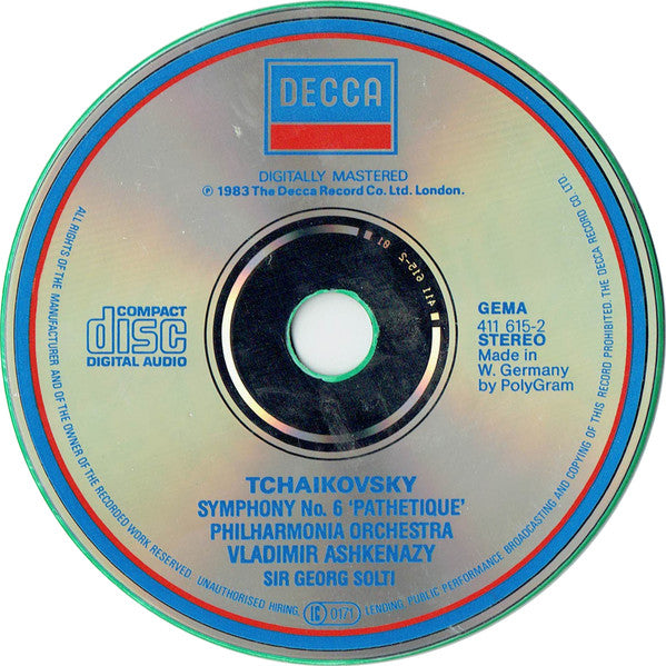 Pyotr Ilyich Tchaikovsky, Philharmonia Orchestra, Vladimir Ashkenazy : Symphony No.6 'Pathetique' (CD, M/Print)