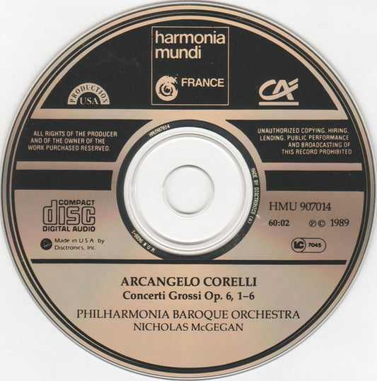 Arcangelo Corelli - Philharmonia Baroque Orchestra, Nicholas McGegan : Concerti Grossi Op.6 1-6 (CD, Album)