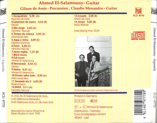 Ahmed El-Salamouny, Gilson de Assis, Claudio Menandro : Aquarela - Brazilian Music For Guitars & Percussion (CD)