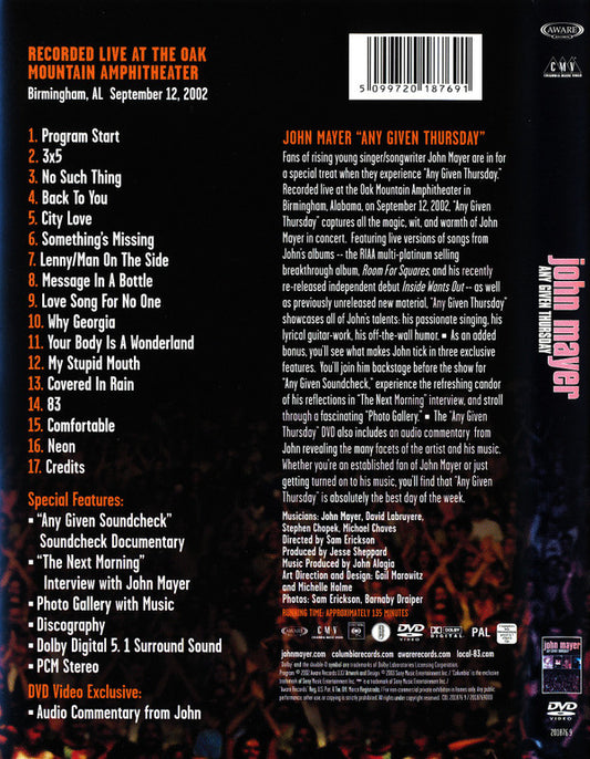 John Mayer : Any Given Thursday (DVD-V, PAL)