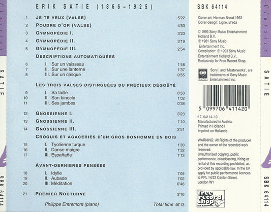 Philippe Entremont, Erik Satie : Satie (CD, Comp)