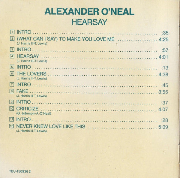 Alexander O'Neal : Hearsay (CD, Album, RP)