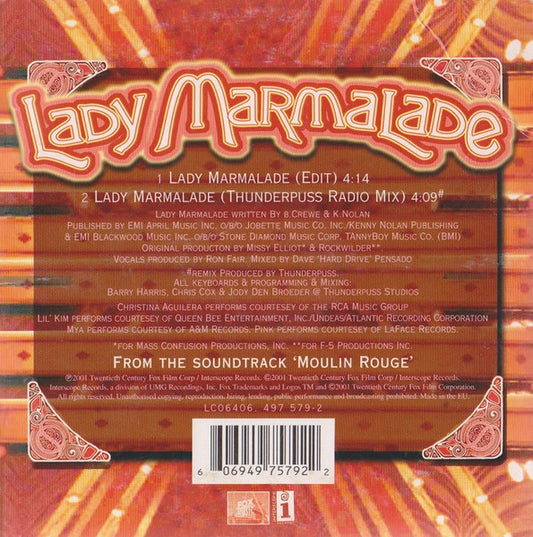 Christina Aguilera, Lil' Kim, Mya & P!NK : Lady Marmalade (CD, Single)