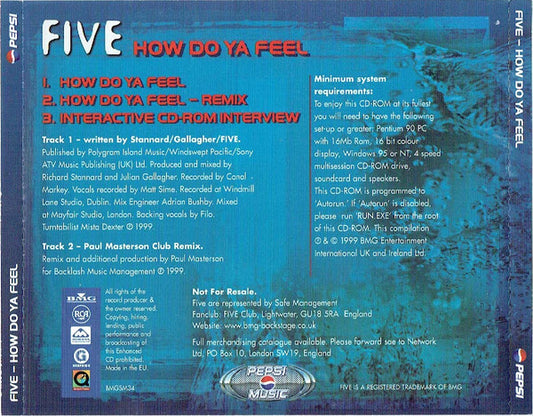 Five : How Do Ya Feel (CD, Single, Enh, Promo)