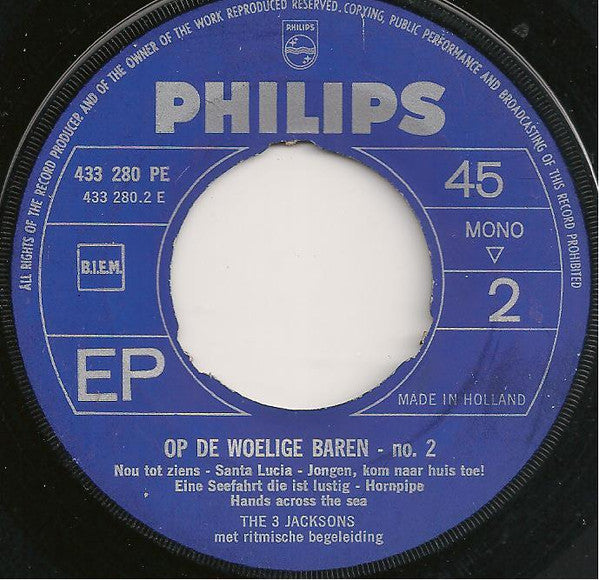 The 3 Jacksons : Op De Woelige Baren - 2 (7", EP, Mono)