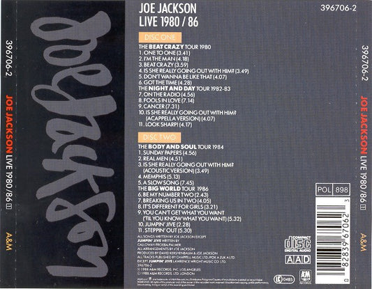 Joe Jackson : Live 1980/86 (2xCD, Album, PDO)