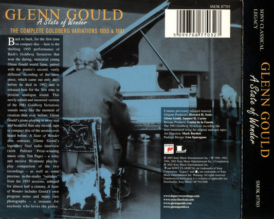 Glenn Gould : A State Of Wonder • The Complete Goldberg Variations 1955 & 1981 (3xCD, Comp, RM)