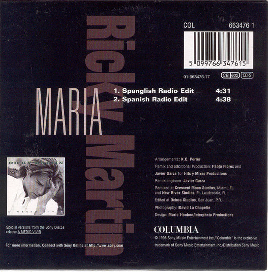 Ricky Martin : Maria (Remixes) (CD, Single, Car)