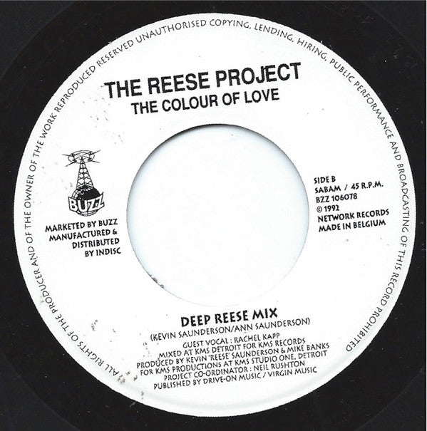 The Reese Project : The Colour Of Love (7", Single)