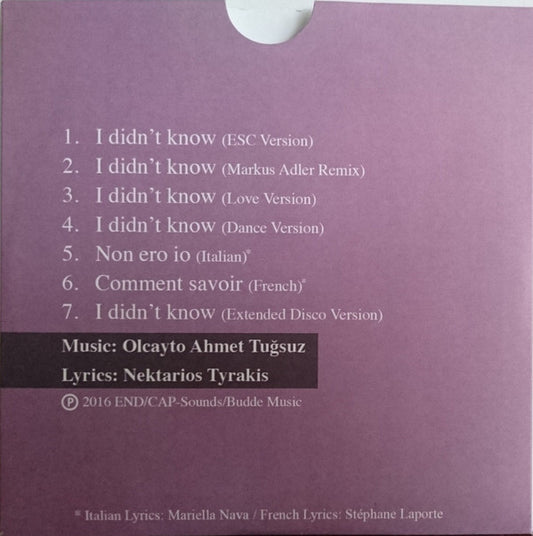 Serhat Hacıpaşalıoğlu : I Didn't Know (CDr, Single)