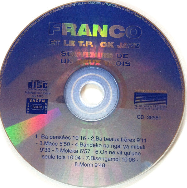 Franco Et Orchestre T.P.O.K. Jazz : Souvenirs De Un Deux Trois (CD, Album)