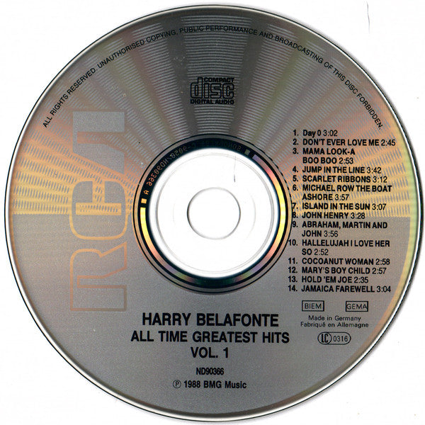 Harry Belafonte : All Time Greatest Hits Vol. I (CD, Comp, RM)