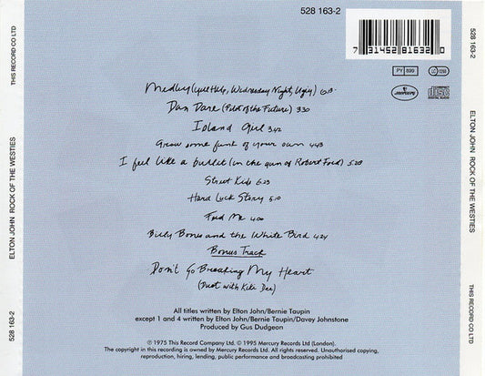 Elton John : Rock Of The Westies (CD, Album, RE, RM)