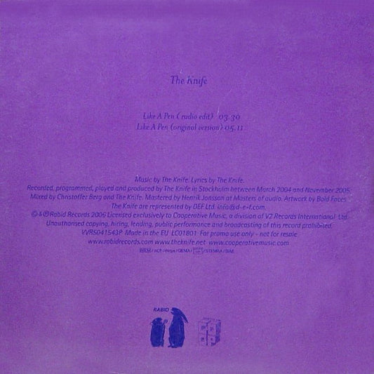 The Knife : Like A Pen (CD, Single, Promo)
