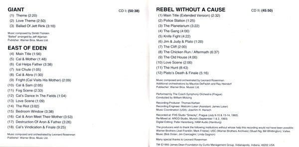 Dimitri Tiomkin, Leonard Rosenman : Rebel - Music From The Films Of James Dean (Original Motion Picture Scores) (2xCD, Comp)