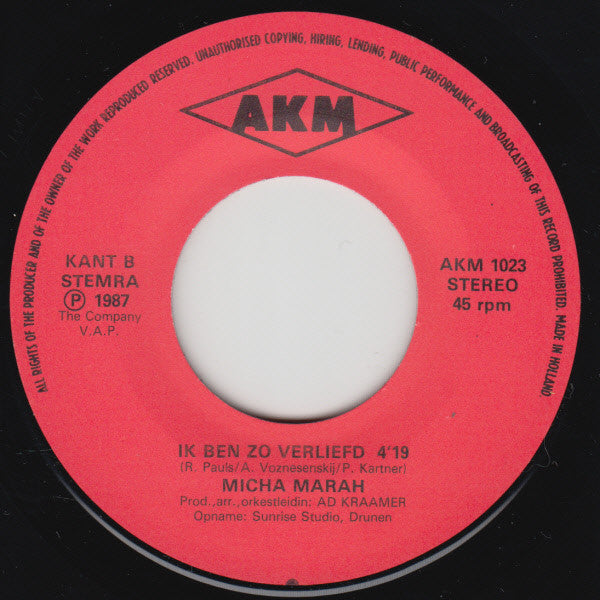 Micha Marah : Vrijdagavond (7", Single)