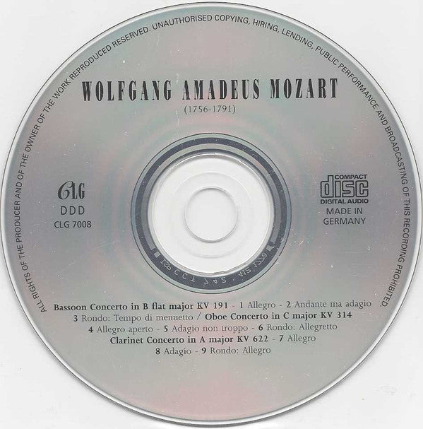 Wolfgang Amadeus Mozart : Bassoon Concerto / Oboe Concerto / Clarinet Concerto (CD, Comp)