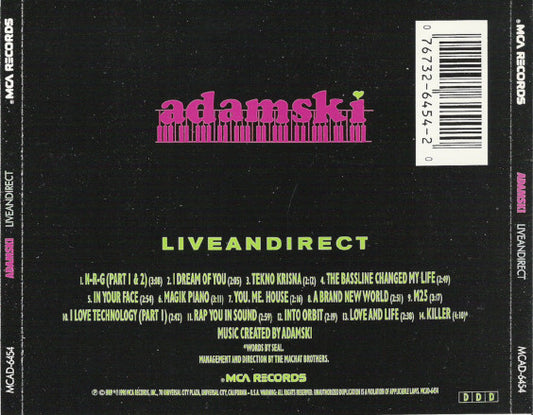 Adamski : Liveandirect (CD, Album)