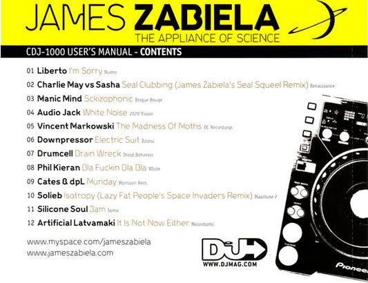 James Zabiela : The Appliance Of Science (CD, Comp, Mixed)
