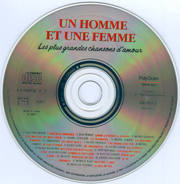 Various : Un Homme Et Une Femme - Les Plus Grandes Chansons D'Amour (2xCD, Comp)