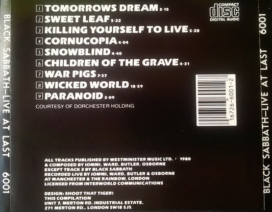 Black Sabbath : Live At Last (CD, Album, RE)