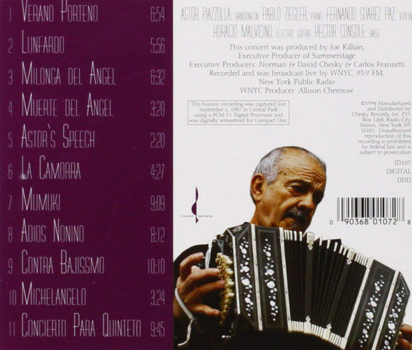 Astor Piazzolla : The Central Park Concert (CD, Album)