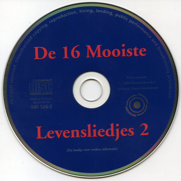 Various : De 16 Mooiste Levensliedjes 2 (CD, Comp)