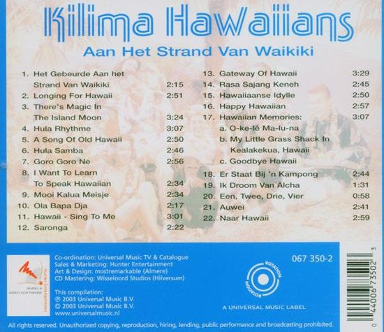 De Kilima Hawaiians : Aan Het Strand Van Waikiki (CD, Album)