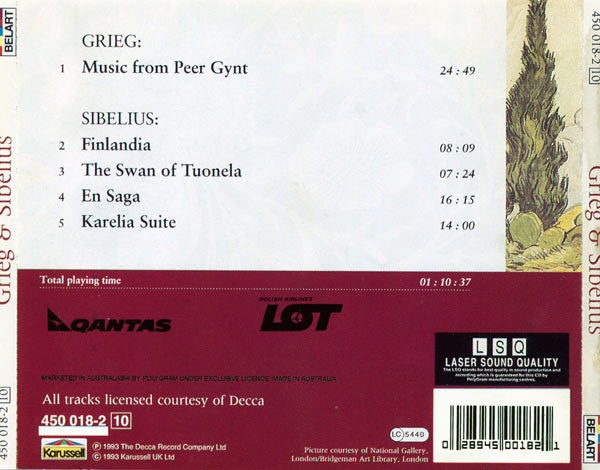 Edvard Grieg, Jean Sibelius, Herbert von Karajan, Horst Stein, Lorin Maazel, Wiener Philharmoniker, L'Orchestre De La Suisse Romande : Peer Gynt / Finlandia /En Saga / Karelia Suite (CD, Album, Comp)