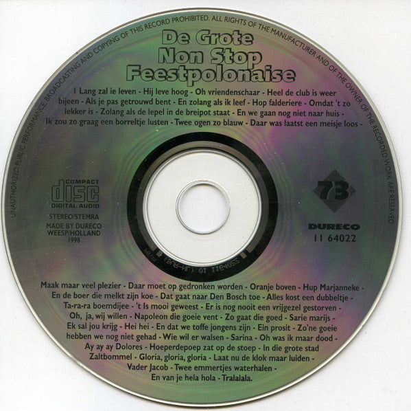 Unknown Artist : De Grote Non Stop Feestpolonaise (CD, Comp)