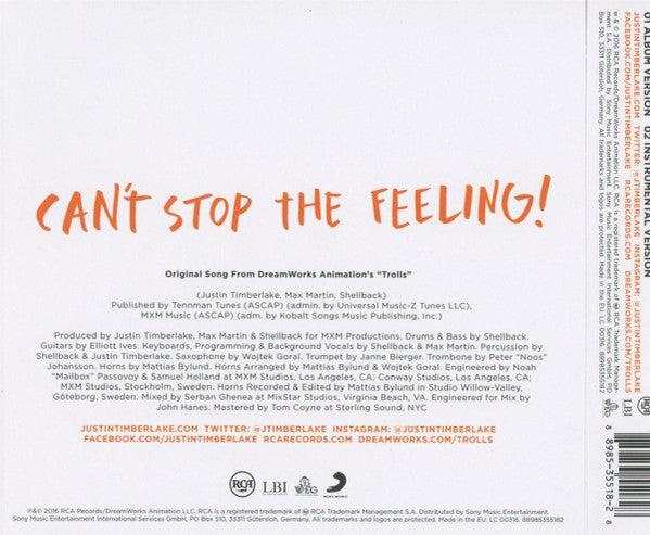 Justin Timberlake : Can't Stop The Feeling! (CD, Single)