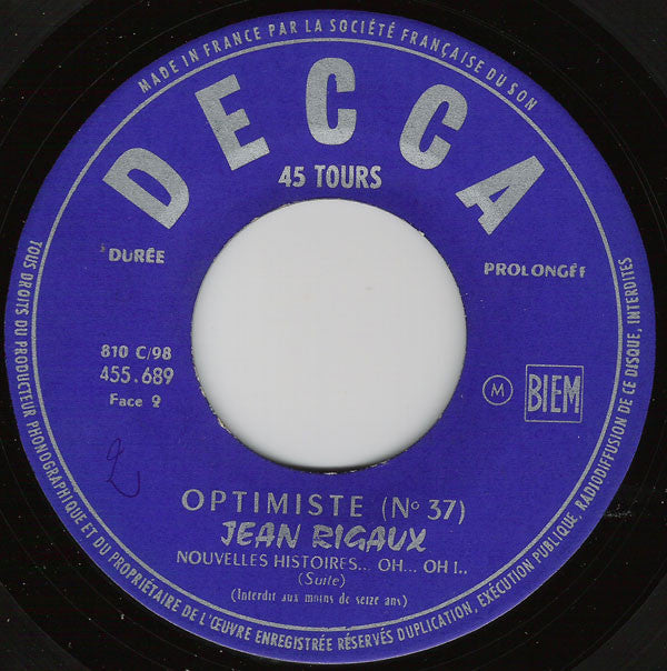 Jean Rigaux : N° 2 - Nouvelles Histoires ...Oh ...Oh ! Absolument Interdit Aux Moins De Seize Ans (7", EP)