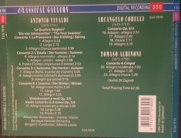 Antonio Vivaldi, Arcangelo Corelli, Tomaso Albinoni : The Four Seasons (CD, Comp)